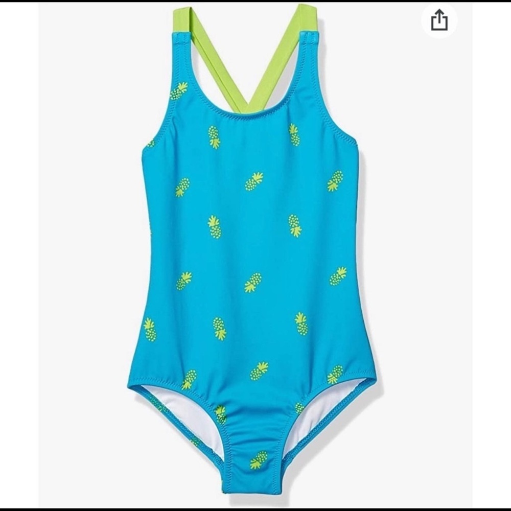 NWT Amazon Essentials Blue Pineapple Kids Bathing Suit 4T